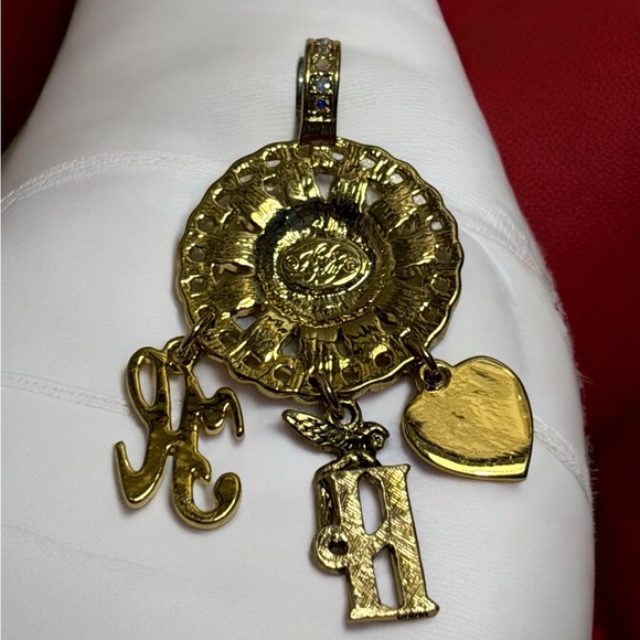 Kirks Folly Gold Tone Crystal Charm Enhancer Pendant 2-1/2” - Picture 2 of 4